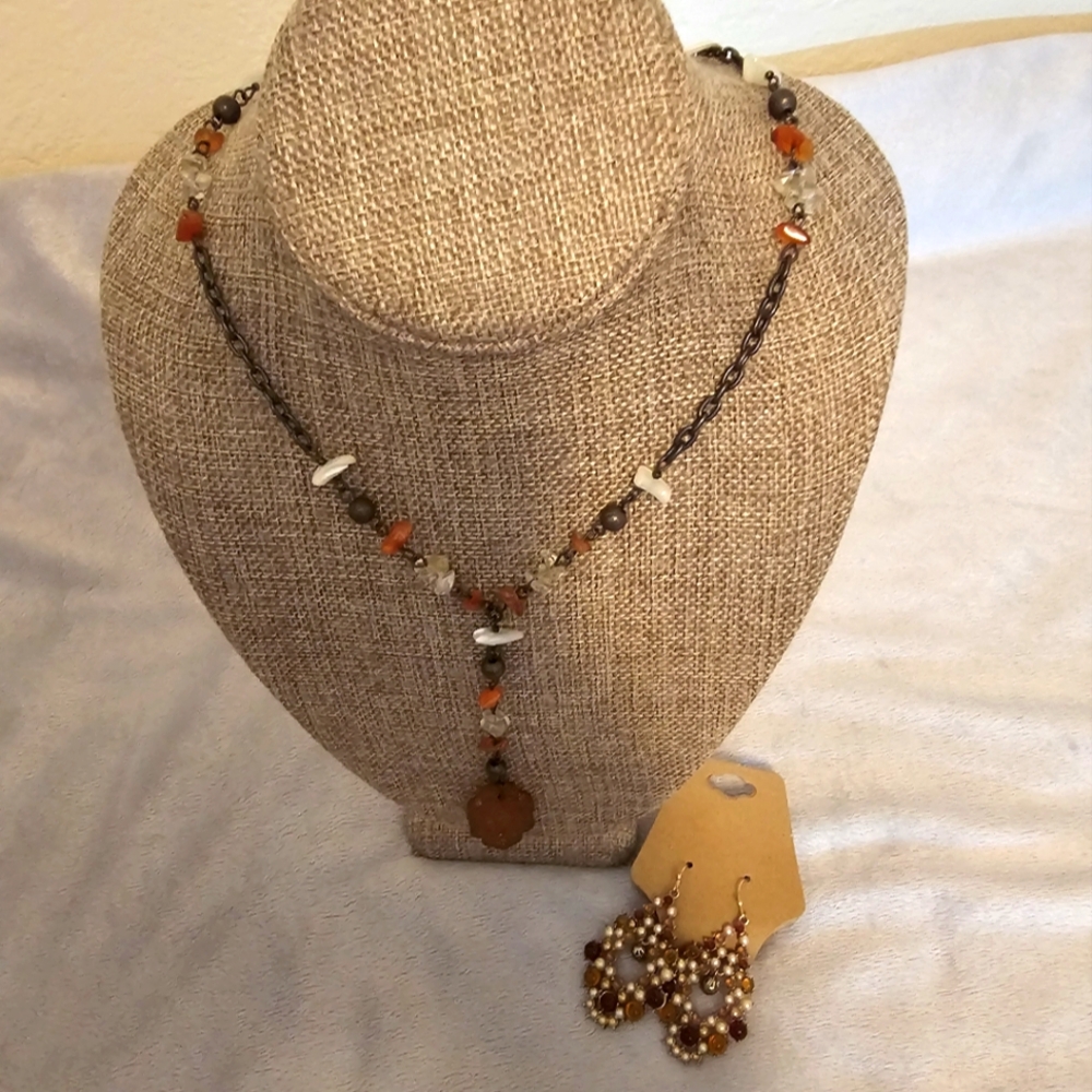 Unique Bead & Stone Earrings & Necklace
